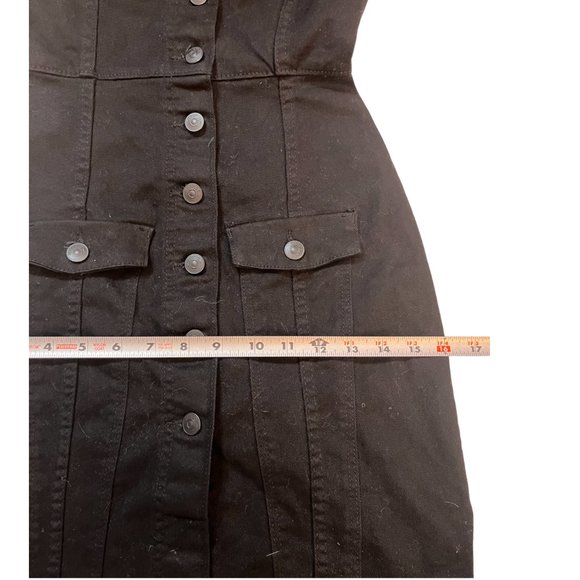 NWOT Divided H&M XXS Black Denim Button Up Short Sheath Dress Stretch & Fitted - Picture 6 of 11